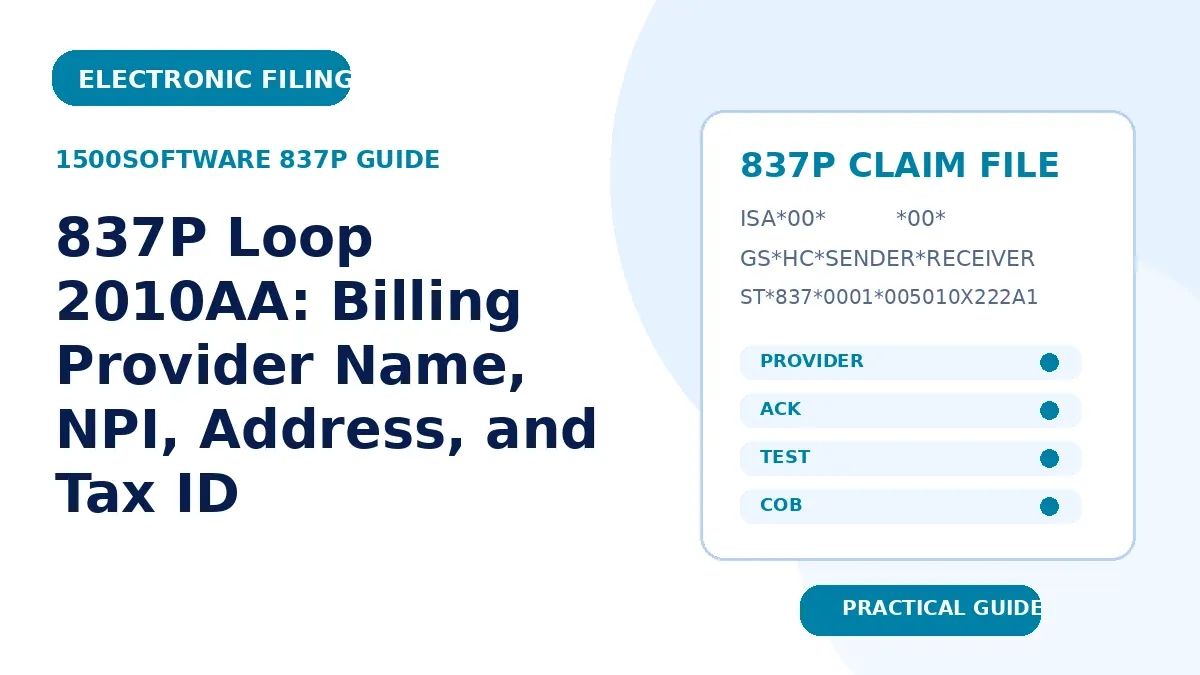 837P Loop 2010AA: Billing Provider Name, NPI, Address, and Tax ID